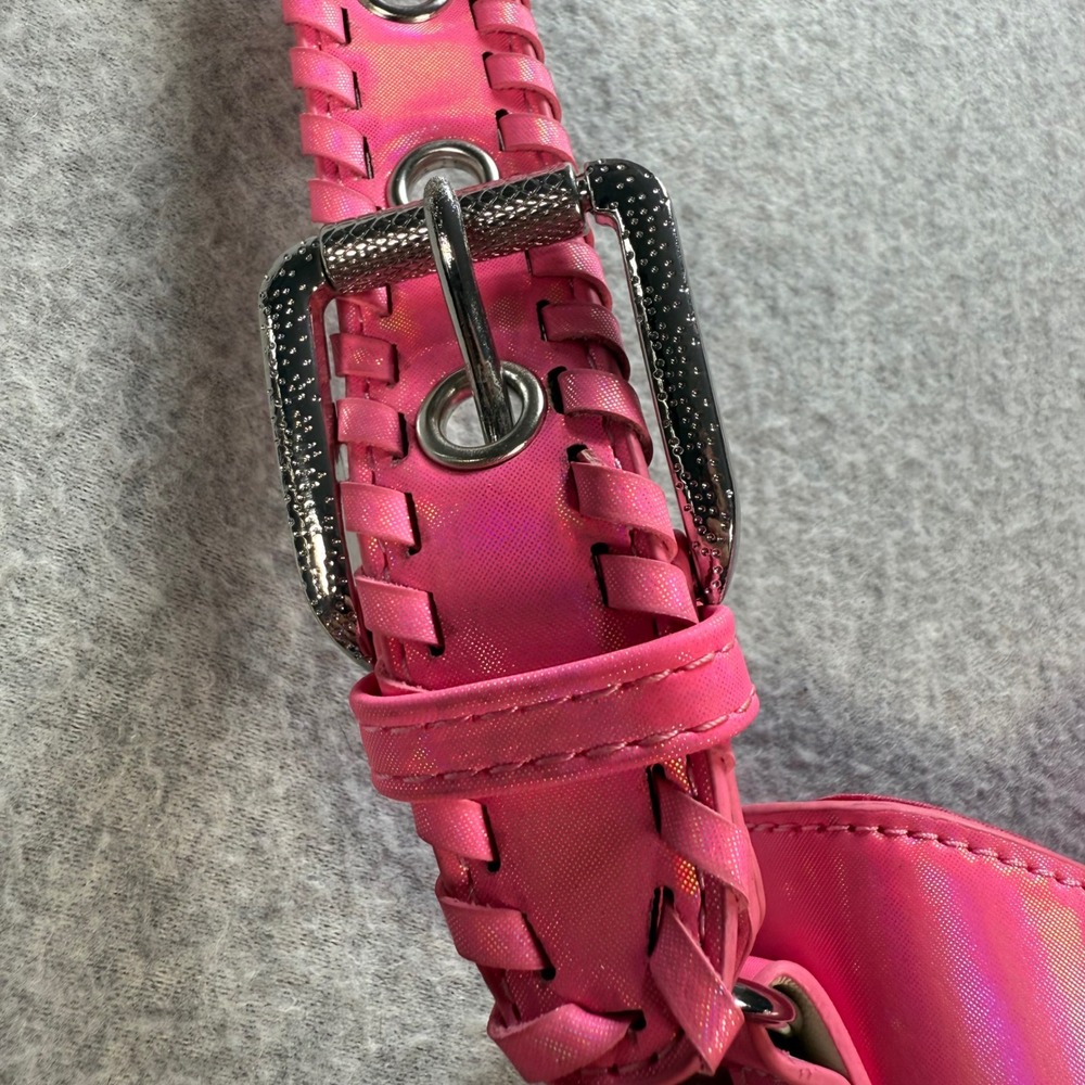 Urban Outfitters Pink Holographic Studded Shoulder Bag Y2K Grommet Strap Small - Picture 3 of 10